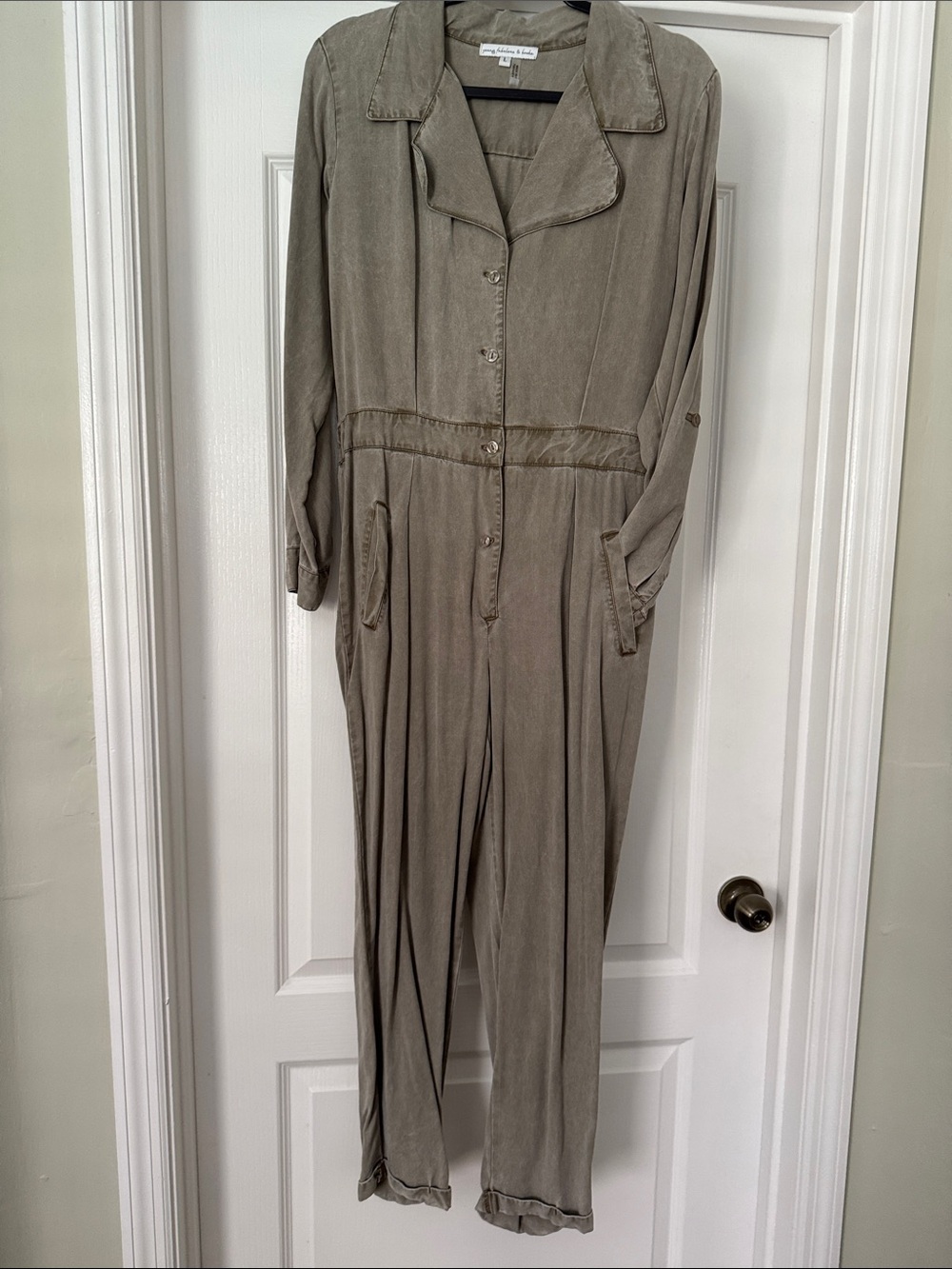 Young Fabulous & Broke Olive-Taupe Button-Front Jumpsuit